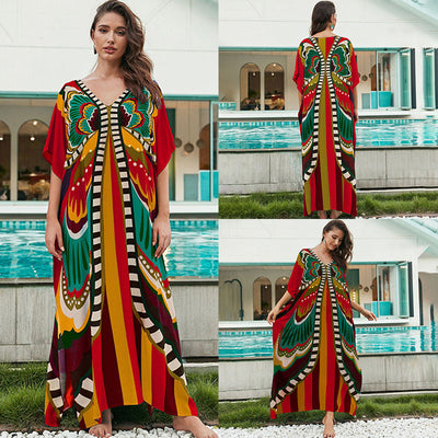Mocarra | Schickes Strandkleid aus Baumwolle mit Krawattenmuster für Frauen