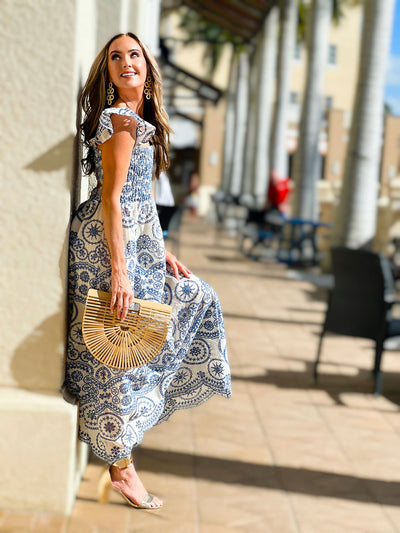 Mocarra | Vintage Rückenfreies Gerafftes MIDI-Kleid