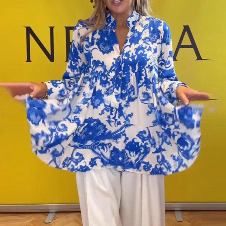 Blaue Eleganz Bluse