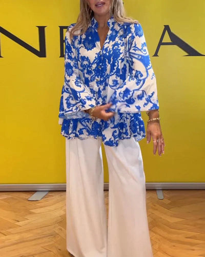 Blaue Eleganz Bluse