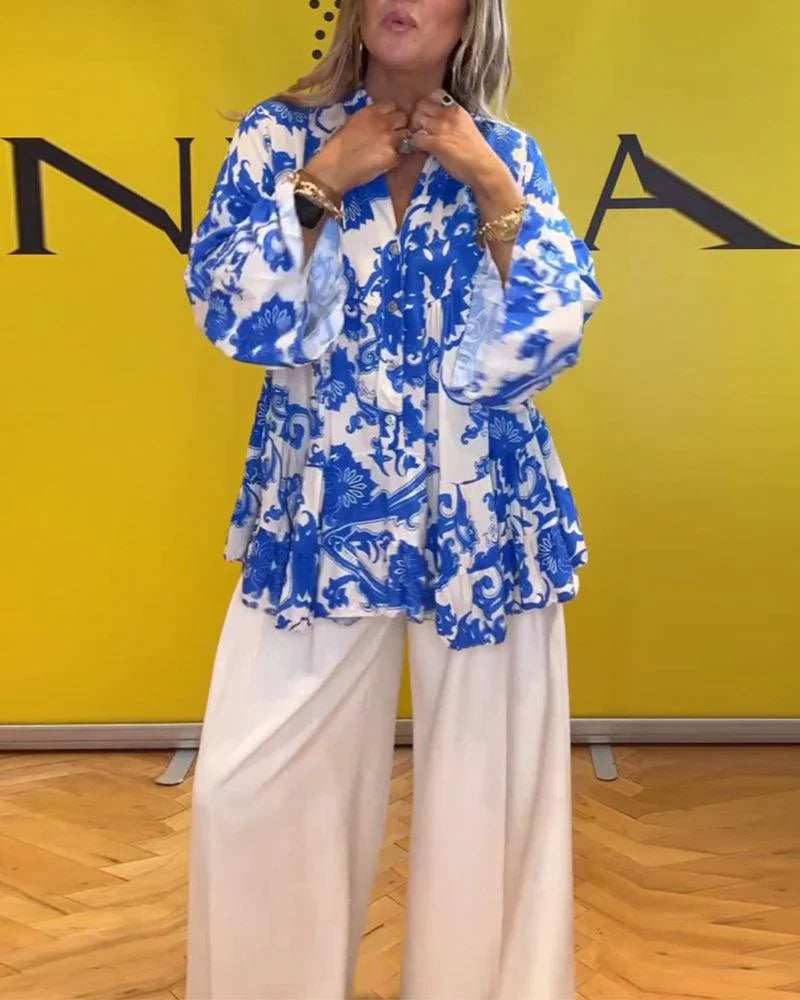 Blaue Eleganz Bluse