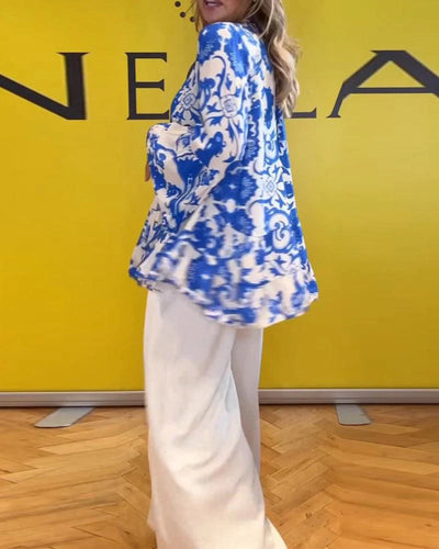 Blaue Eleganz Bluse