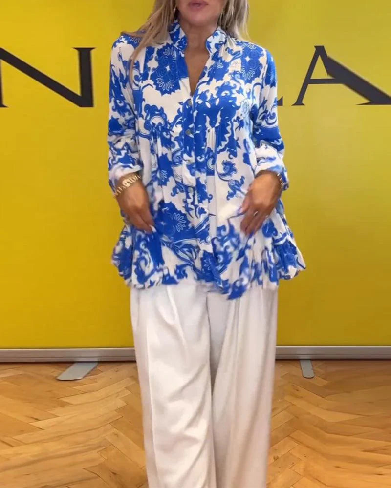 Blaue Eleganz Bluse
