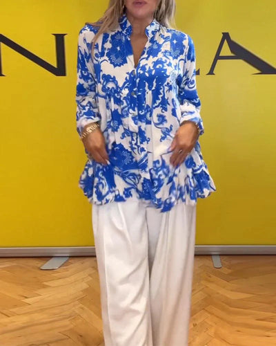 Blaue Eleganz Bluse