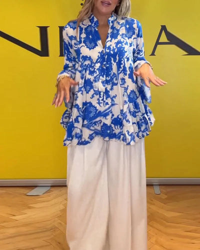 Blaue Eleganz Bluse