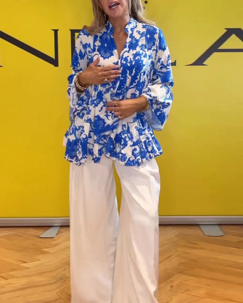 Blaue Eleganz Bluse