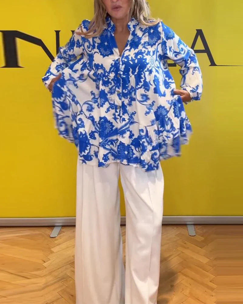 Blaue Eleganz Bluse