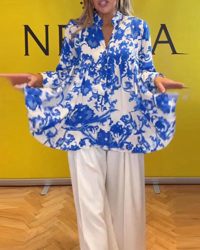 Blaue Eleganz Bluse