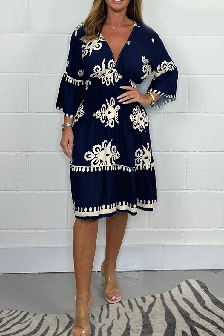 Mocarra | Bedrucktes Sommerkleid mit V-Ausschnitt