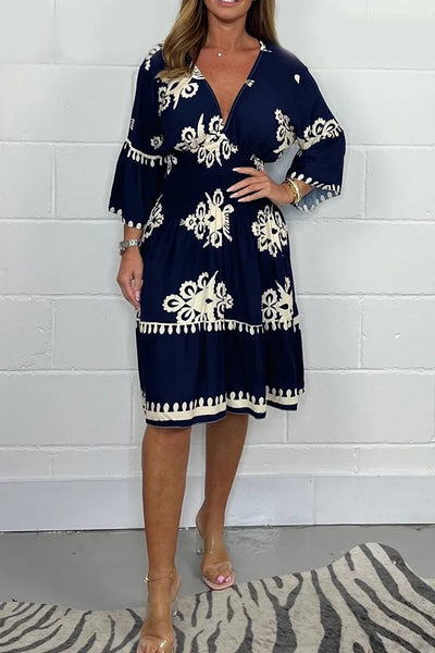 Mocarra | Bedrucktes Sommerkleid mit V-Ausschnitt