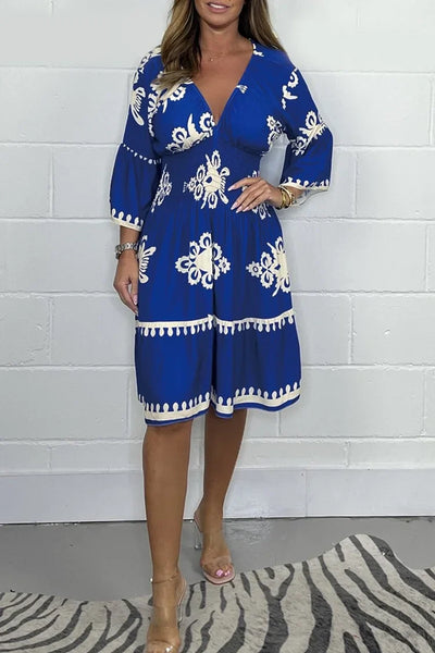 Mocarra | Bedrucktes Sommerkleid mit V-Ausschnitt