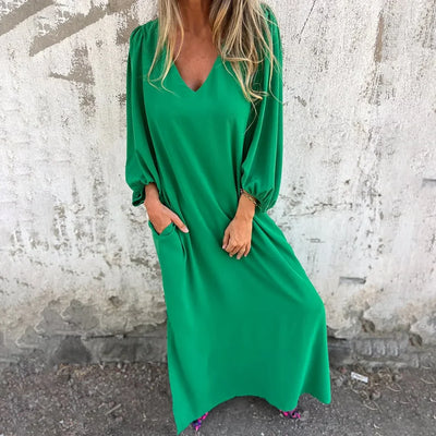 Mocarra | Lockeres Sommerkleid mit V-Ausschnitt und Laternenärmeln