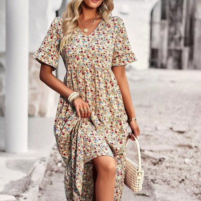 Marlyse - Blumen-Maxikleid
