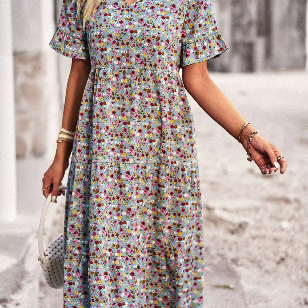Marlyse - Blumen-Maxikleid