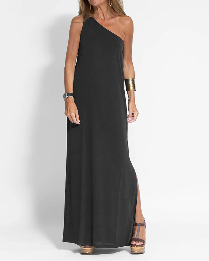 Mocarra | Lässiges ärmelloses Maxikleid mit einer Schulter