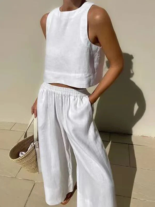 Mocarra | Ärmellose Weste, Hose mit weitem Bein, 2-teiliges Set