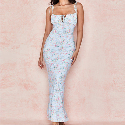 Mocarra | Sommer blau Floral Print Kleid