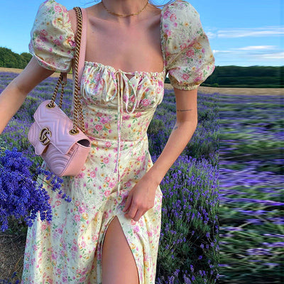 Mocarra | Sommer blau Floral Print Kleid
