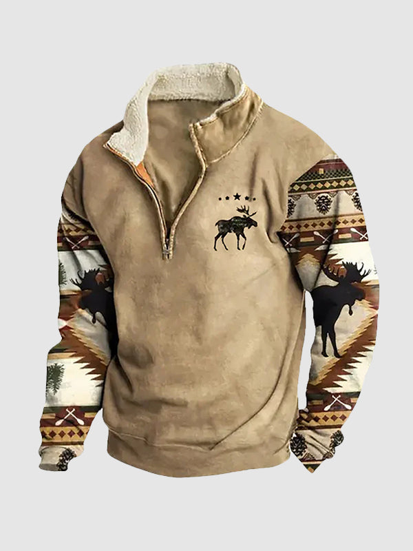 Mocarra | Vintage-Fleece-Pullover mit Reißverschluss