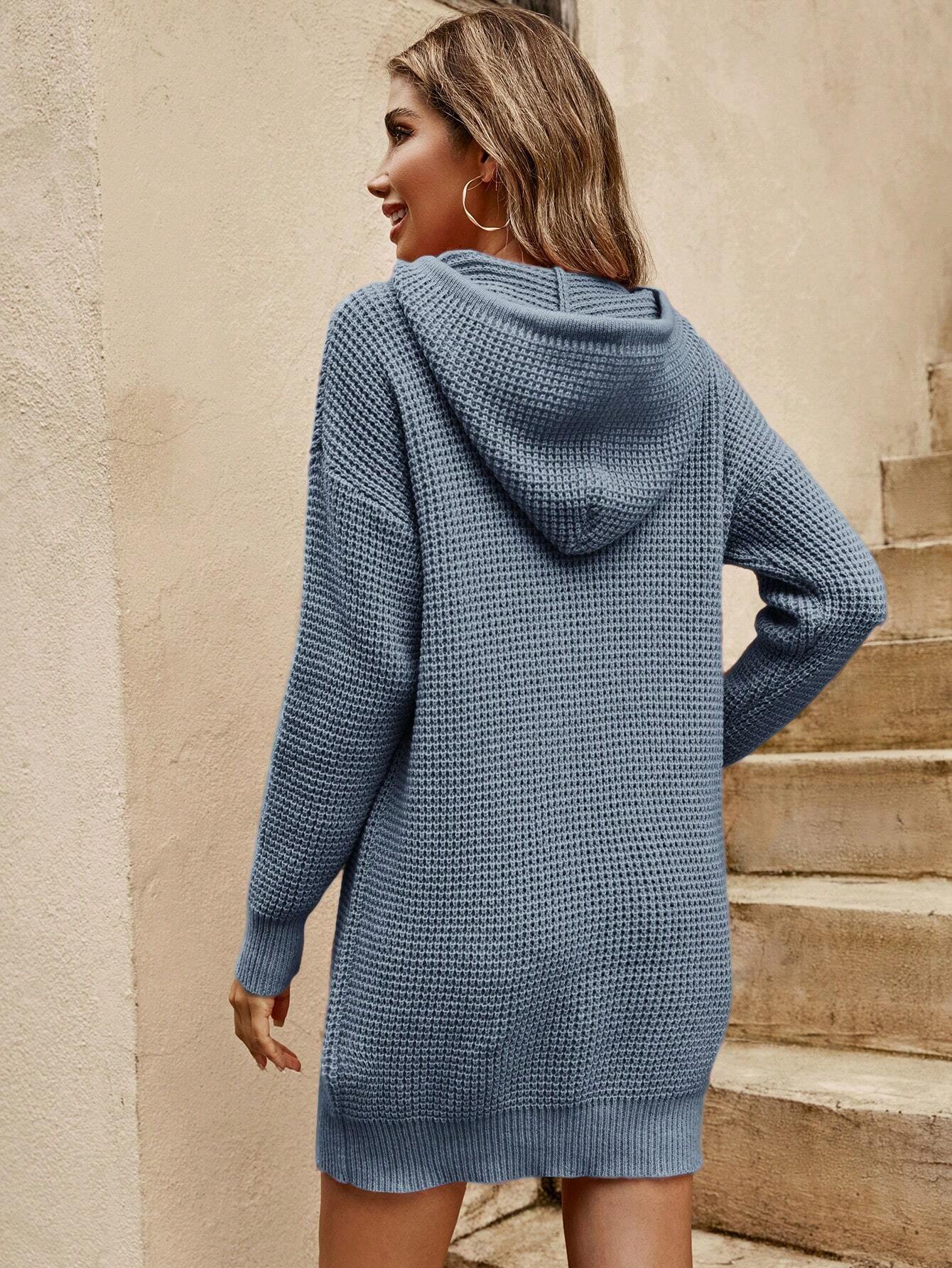 Misa | Damen Kapuzenpullover-Kleid mit überschnittenen Schultern