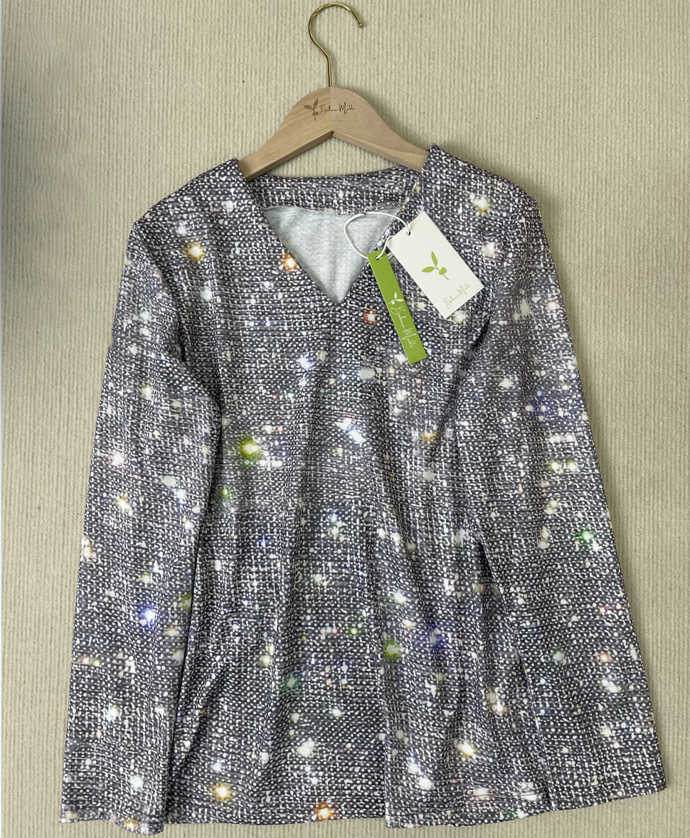 Krista - Silbernes Glitzer-Top