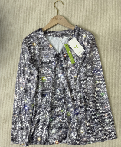 Krista - Silbernes Glitzer-Top