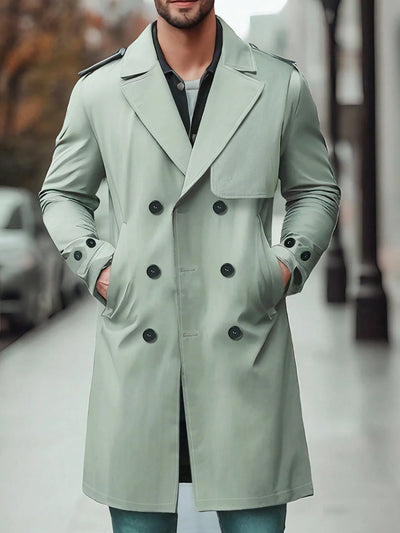 Rafael | Herren Doppelreihiger Trenchcoat in Unifarbe