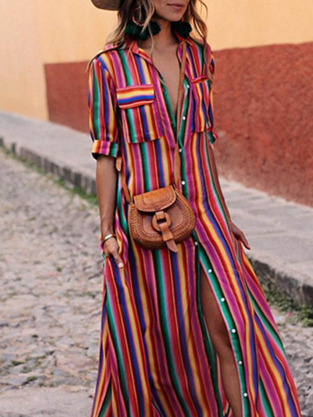 Mocarra | Gestreiftes Mode Kleid