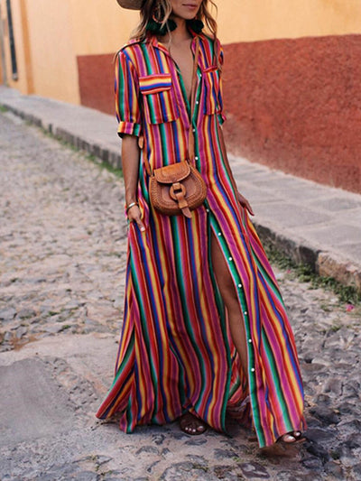 Mocarra | Gestreiftes Mode Kleid