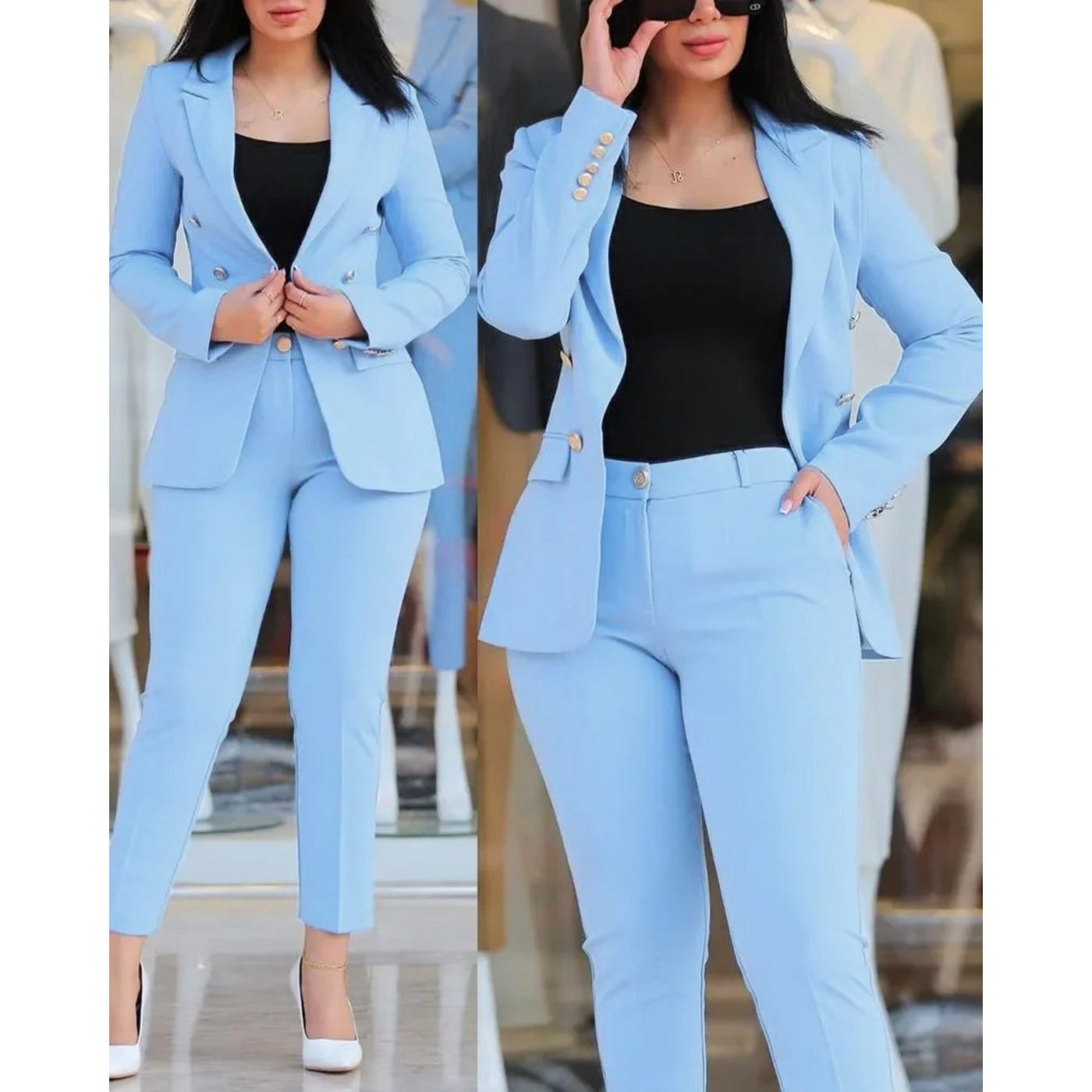 Griselda - Set aus Blazer und Hose mit zwei Knöpfen für formelle Anlässe