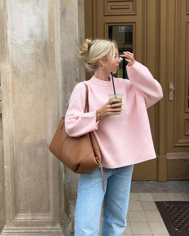Mocarra | Rosa Loose-fit Pullover mit Rundhalsausschnitt
