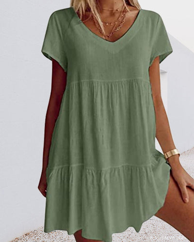 Tracey - Summer Breeze: Entspanntes Kleid aus Baumwollmischung mit kurzen Ärmeln und Rüschendetails
