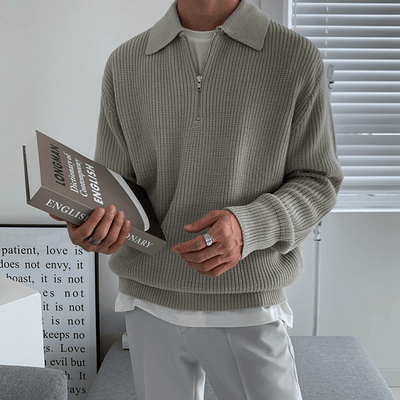Mocarra | Gestrickter Pullover mit halbem Reißverschluss