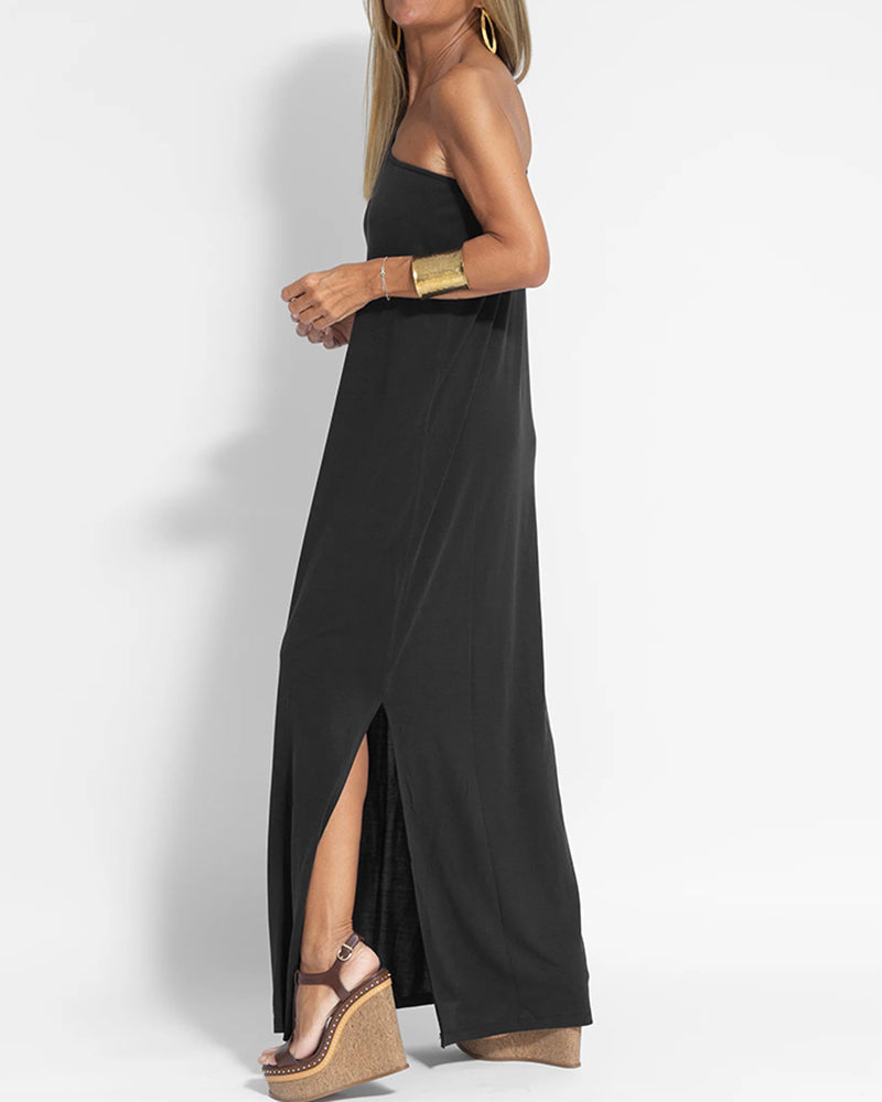 Mocarra | Lässiges ärmelloses Maxikleid mit einer Schulter