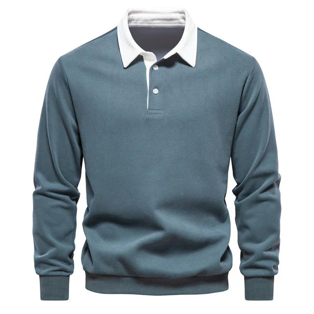 Ivor - Elegantes Herren Langarm Polo Shirt mit klassischem Kragen