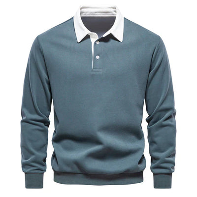 Ivor - Elegantes Herren Langarm Polo Shirt mit klassischem Kragen