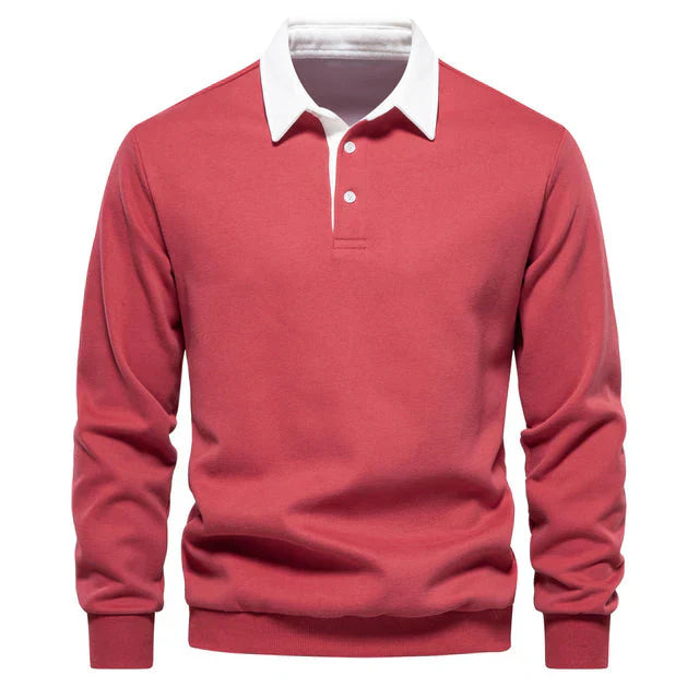 Ivor - Elegantes Herren Langarm Polo Shirt mit klassischem Kragen
