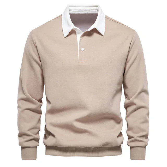 Ivor - Elegantes Herren Langarm Polo Shirt mit klassischem Kragen