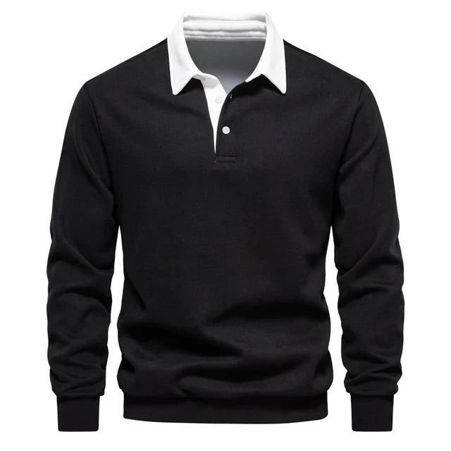 Ivor - Elegantes Herren Langarm Polo Shirt mit klassischem Kragen