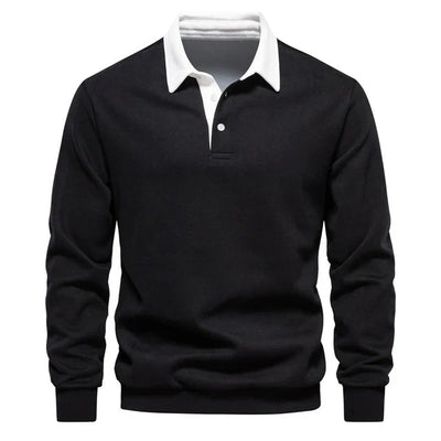 Ivor - Elegantes Herren Langarm Polo Shirt mit klassischem Kragen