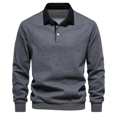 Ivor - Elegantes Herren Langarm Polo Shirt mit klassischem Kragen