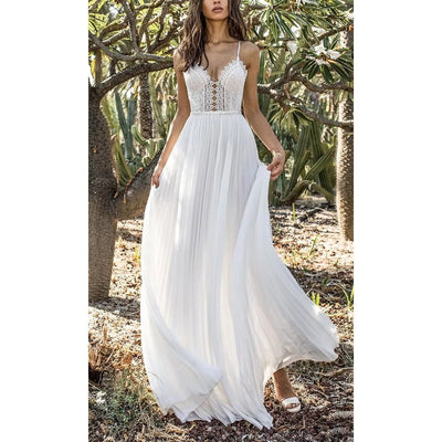 Mocarra | Boho Weißes Maxikleid aus Spitze