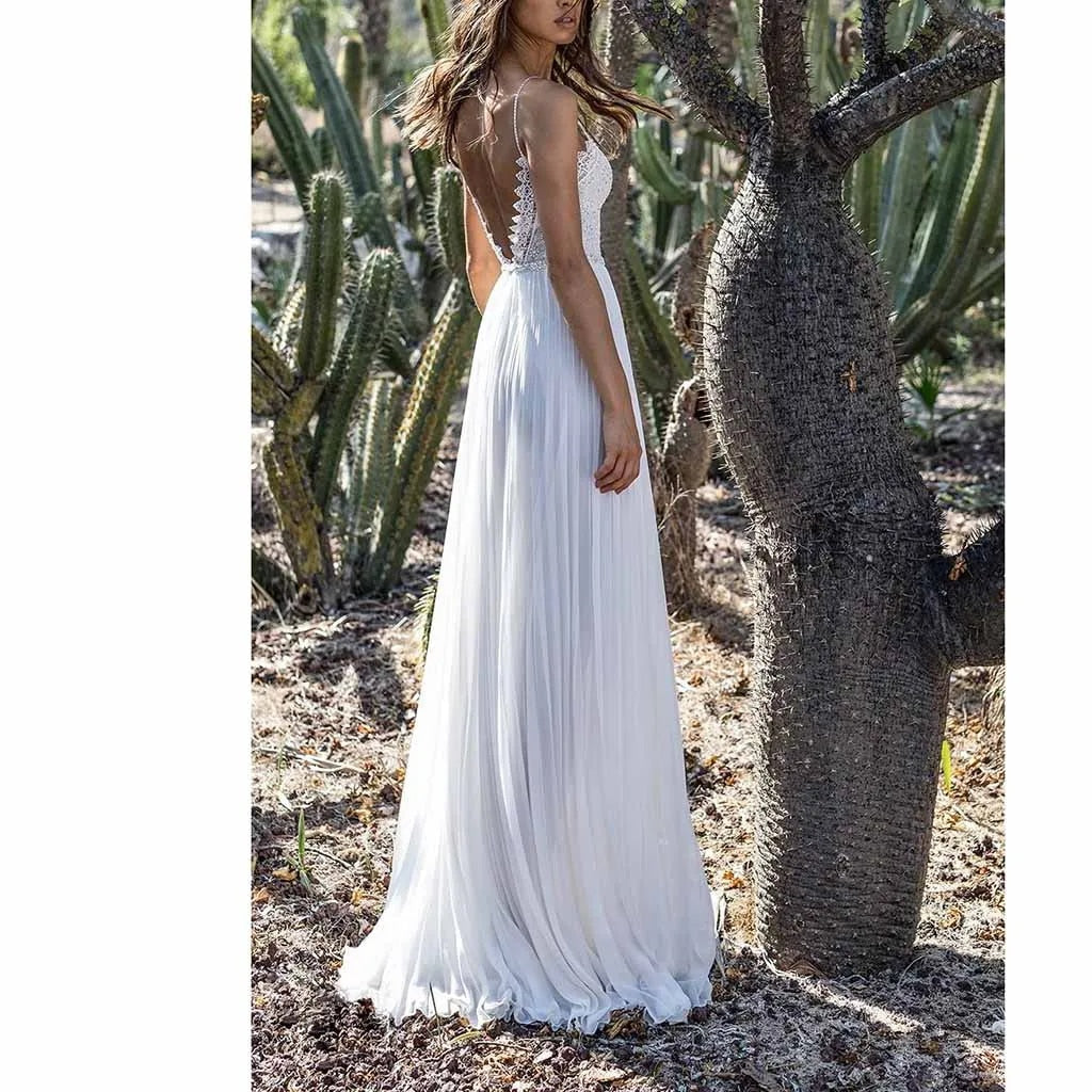 Mocarra | Boho Weißes Maxikleid aus Spitze