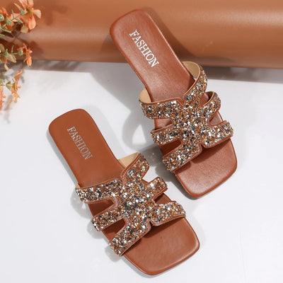 Mocarra | Kristall-Sandalen mit Quadratischer Spitze