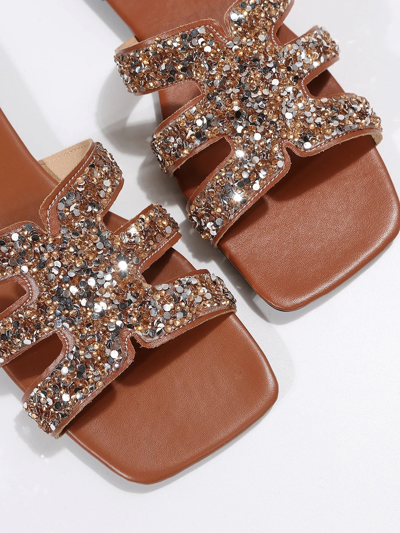 Mocarra | Kristall-Sandalen mit Quadratischer Spitze