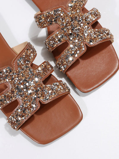 Mocarra | Kristall-Sandalen mit Quadratischer Spitze