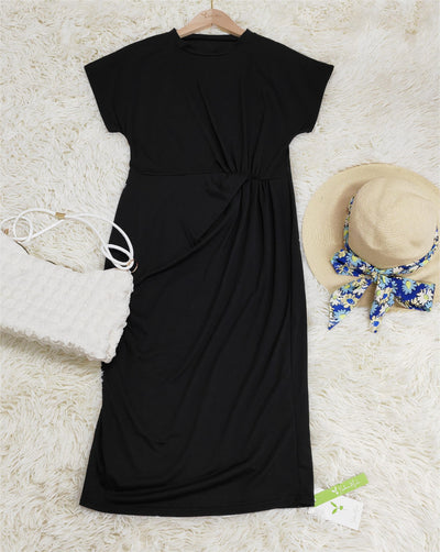 PureWear® - Unifarbenes Shiftkleid mit geknotetem Rückenausschnitt