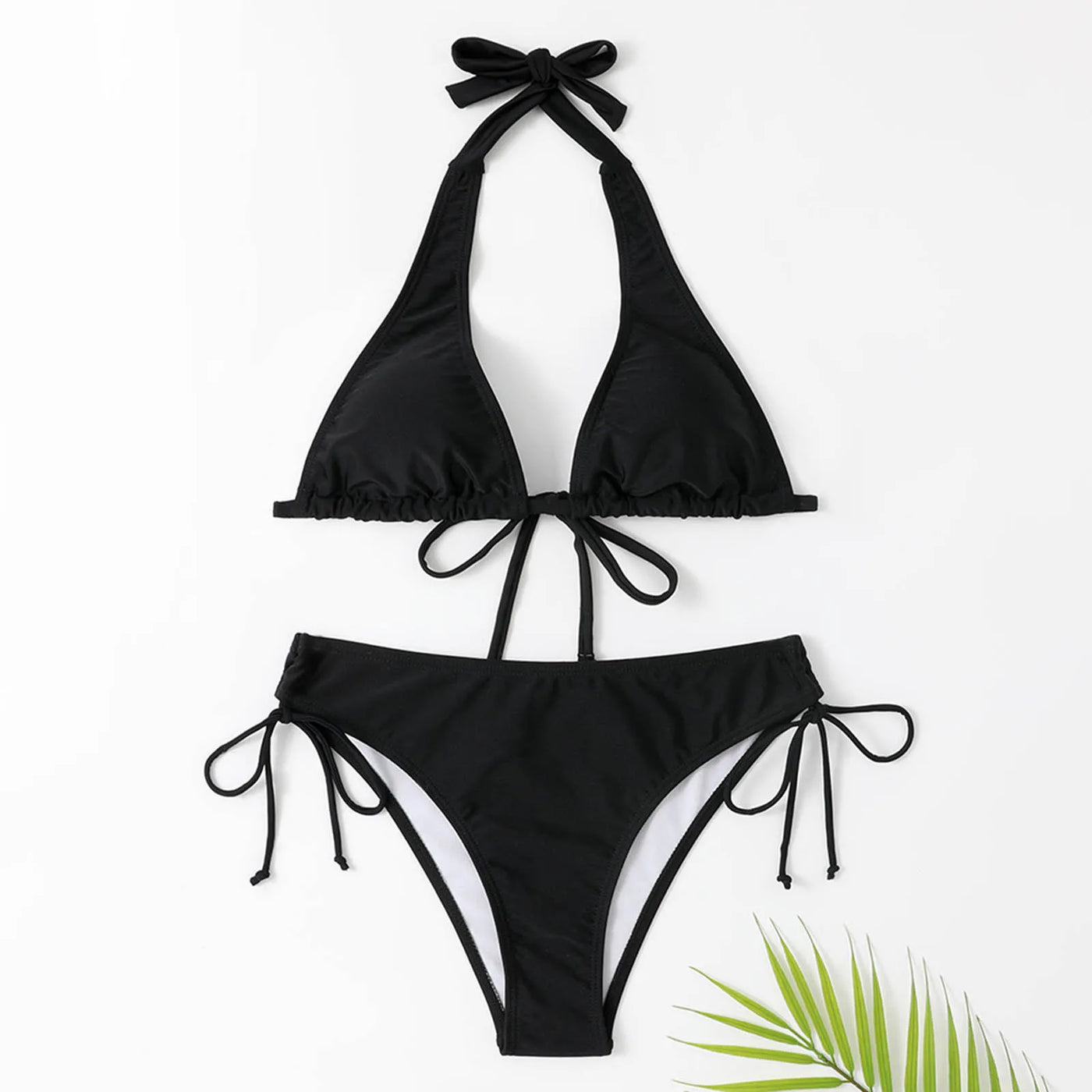 Nadine - Klassischer Schwarzer Neckholder-Bikini