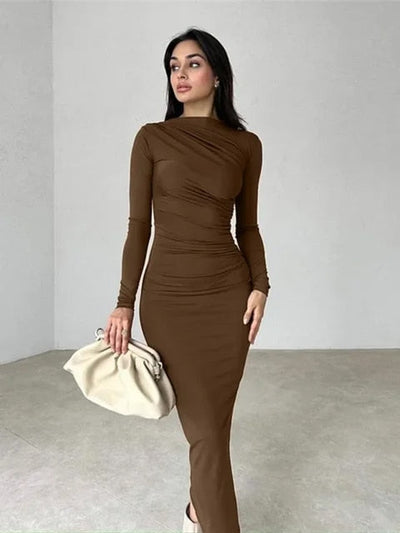 Mocarra | Langärmeliges Kleid mit Winterfalten