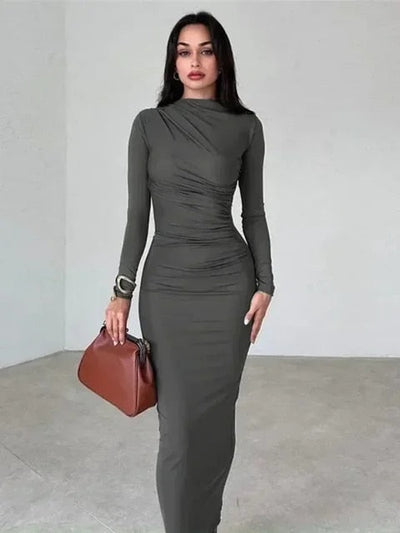 Mocarra | Langärmeliges Kleid mit Winterfalten